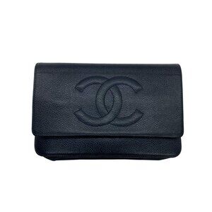 Chanel Caviar CC Wallet on Chain Leather Black
